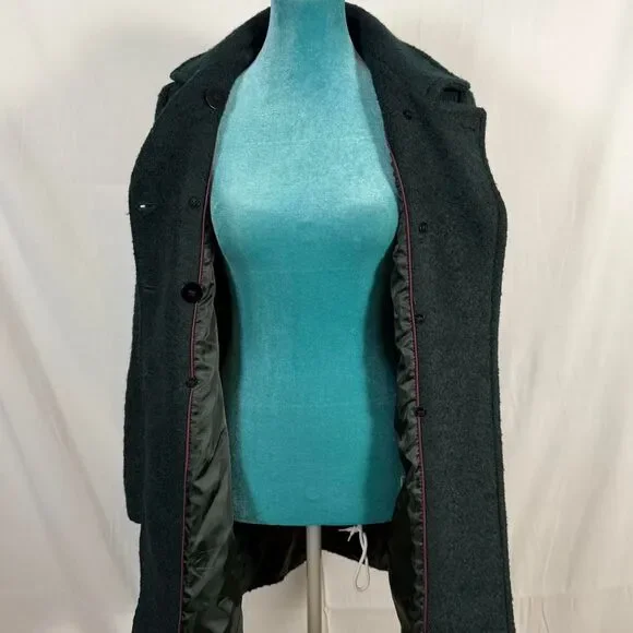 Streetwear DKNY Forest Green Wool Blend Pea Coat‎ Women's - Picture 5 of 7